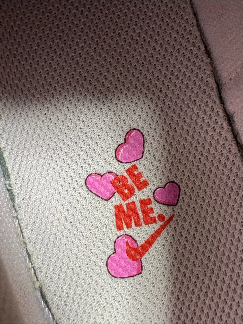 Nike Pink and Red 'Be Me' Heart Graphic Sneaker Insole